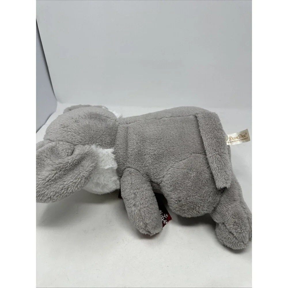 Dan Dee Plush 14” Gray Mouse Christmas w/ Red Nose Snowflake Scarf